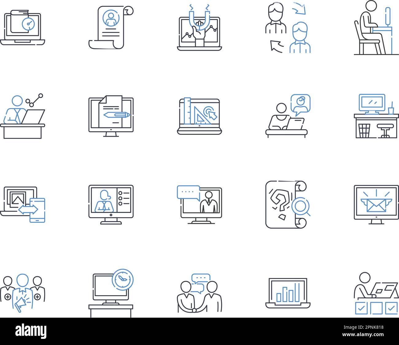 Joint conference line icons collection. Collaboration, Nerking, Synergy, Connections, Partnership, Cohesion, Alliance vector and linear illustration Stock Vector