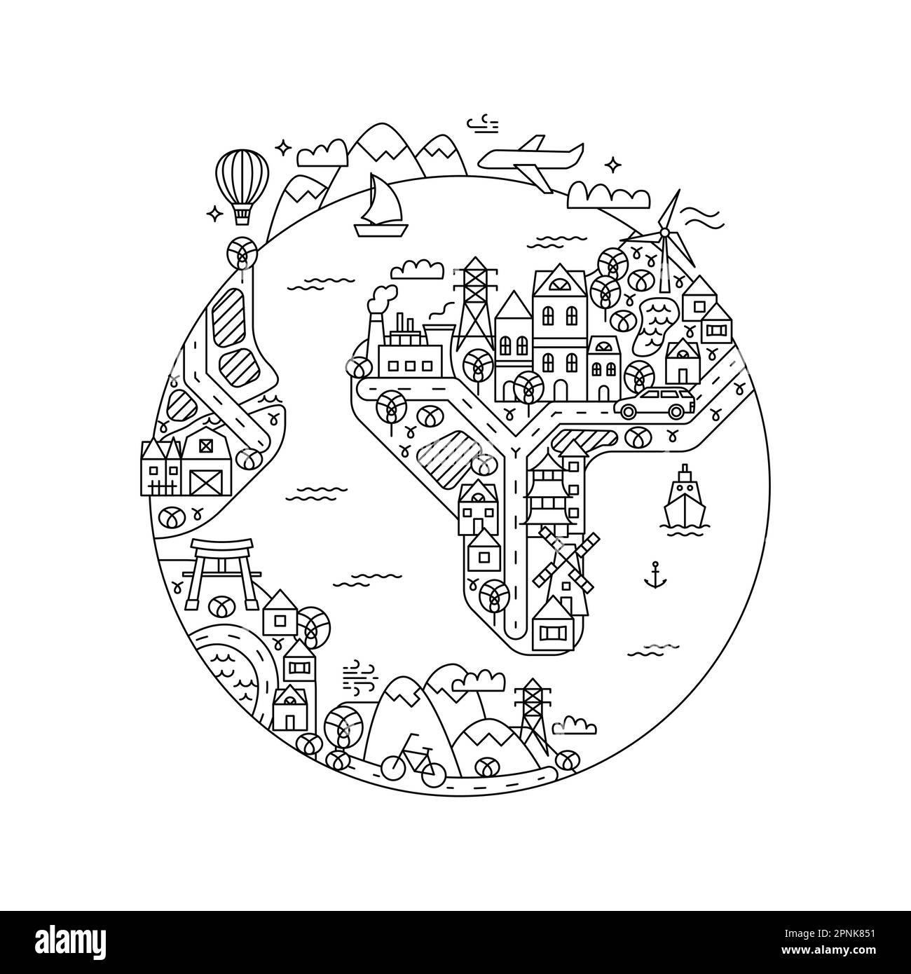 Earth Planet Colouring Book Stock Vector