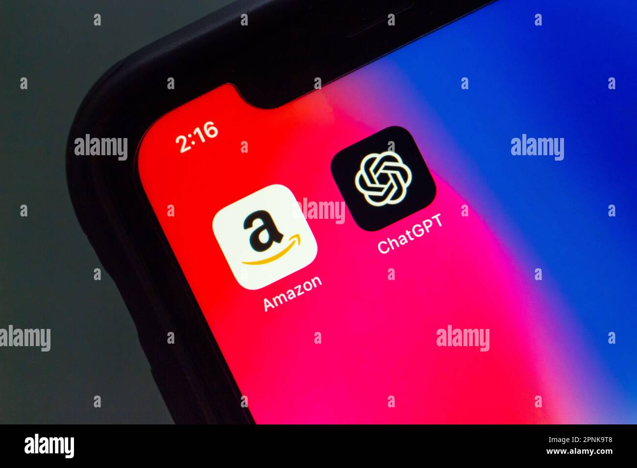 Vancouver, CANADA Apr 19 2023 Amazon and ChatGPT icons seen in an