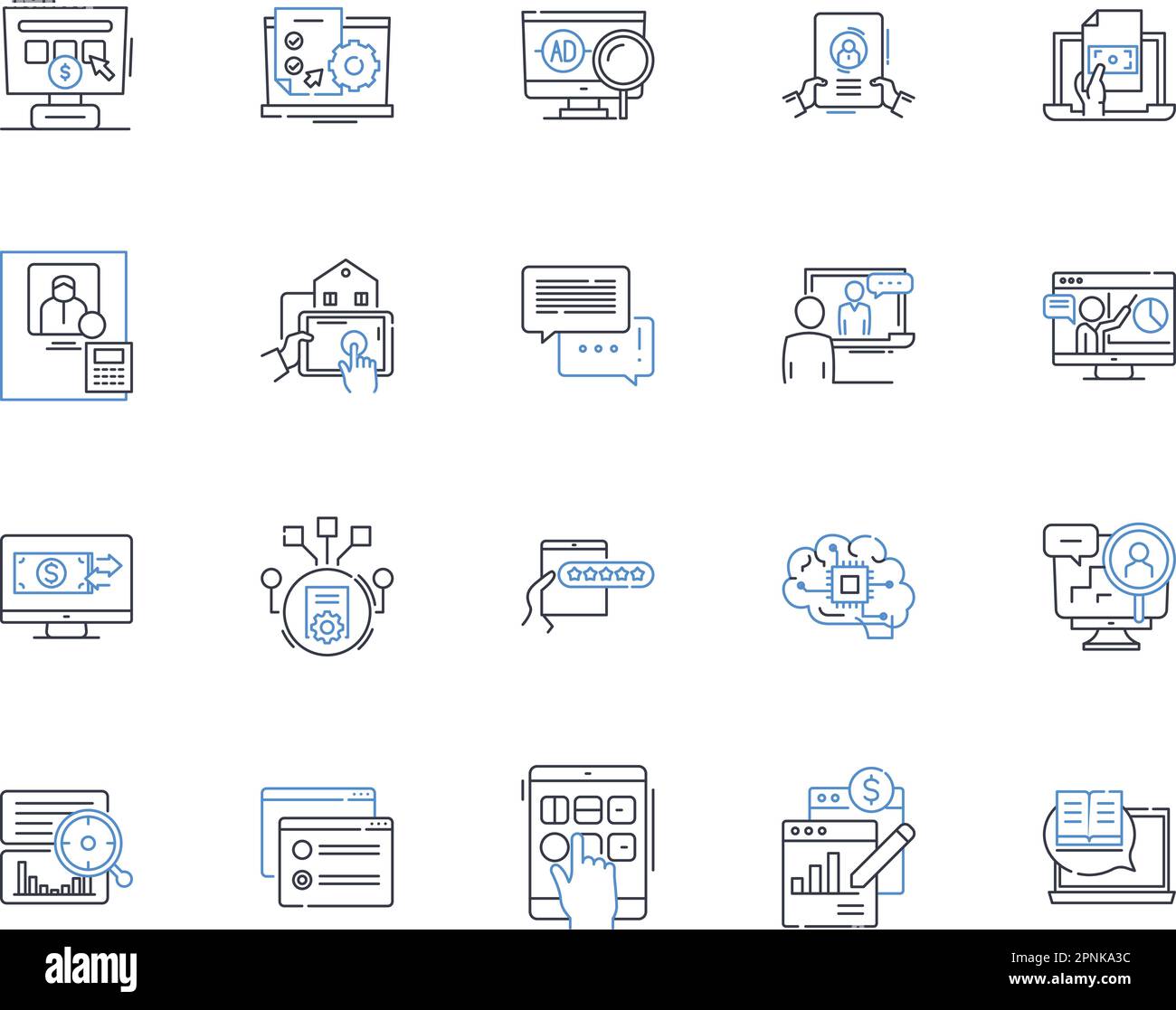 Advertising campaign line icons collection. Awareness, Strategy ...