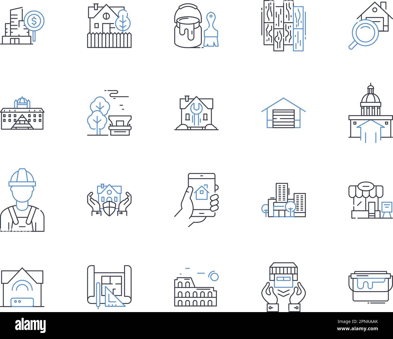 Duplex line icons collection. Two, Connected, Mirror, Symmetry, Double, Twin, Dual vector and linear illustration. Pair,Side-by-side,Shared outline Stock Vector