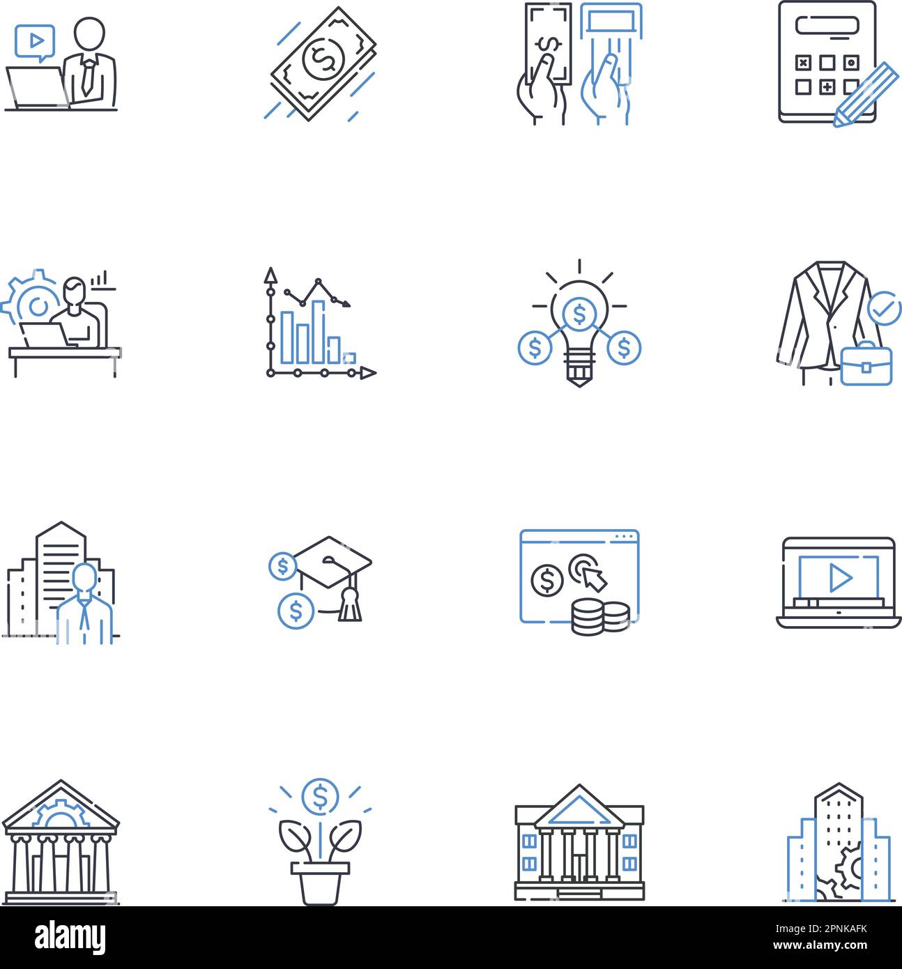 Banking line icons collection. Finance, Deposits, Savings, Loans, Interest, Investments, Mortgage vector and linear illustration. Credit,ATM,Checking Stock Vector