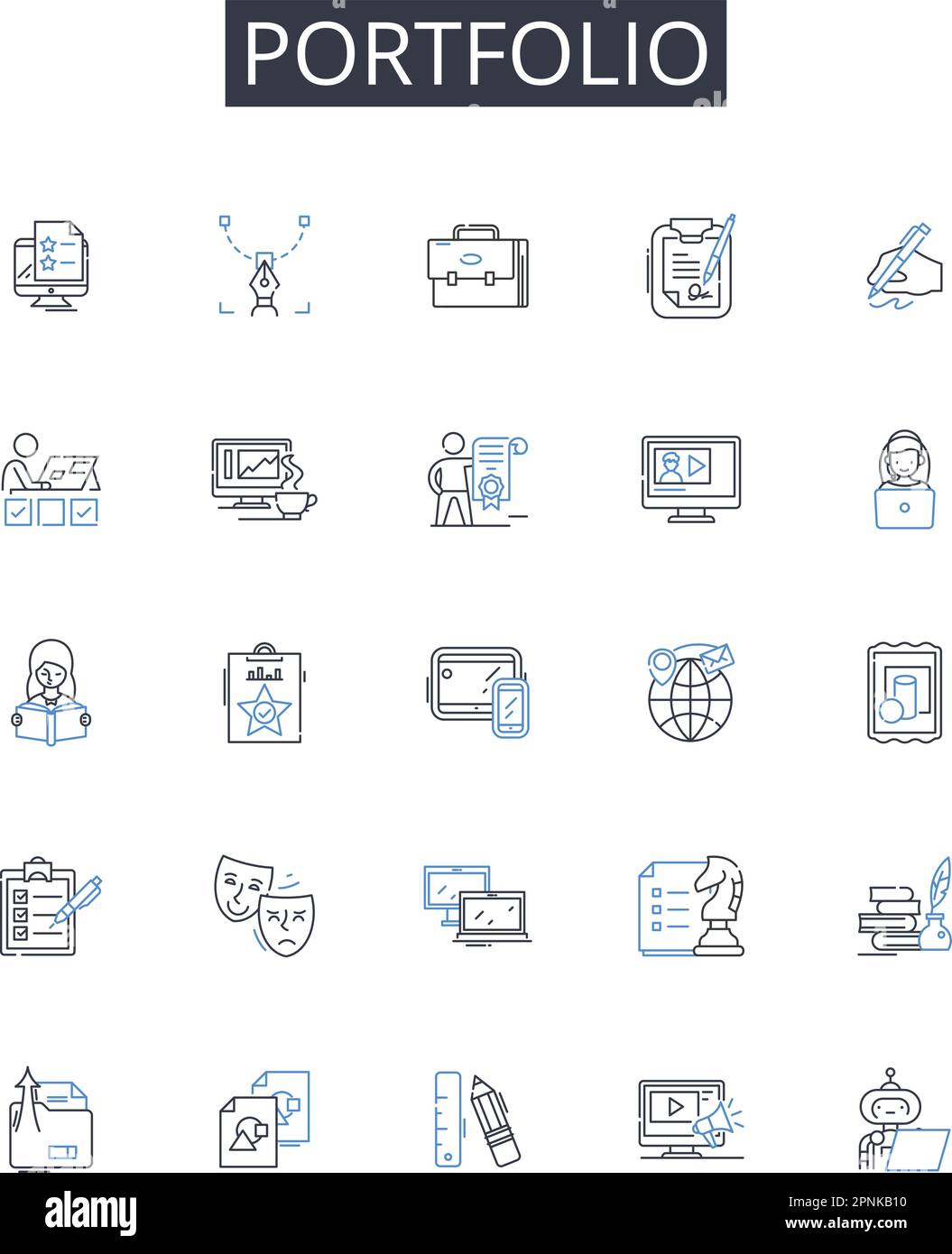 Portfolio outline icons collection. Collection, Compilation, Anthology ...