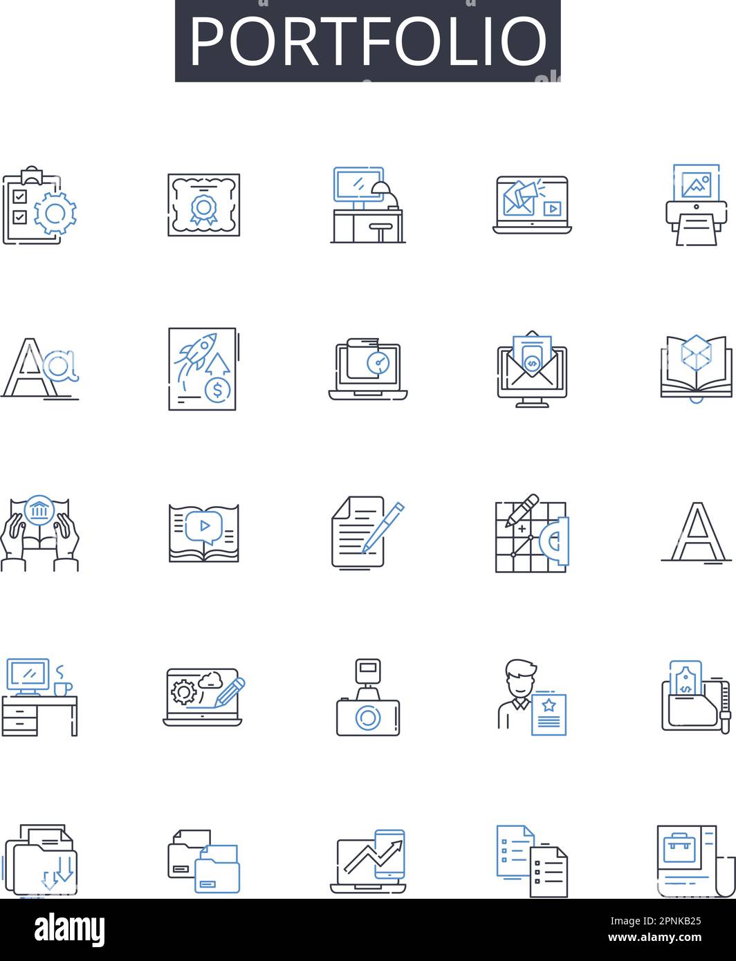 Portfolio line icons collection. Groceries, Shopping, Aisles, Produce