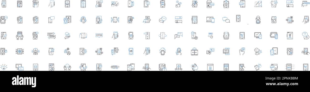 Cellular line icons collection. Mobile, Wireless, Nerk, Signal, Device, Ph, Coverage vector and linear illustration. Data,Antenna,LTE outline signs Stock Vector