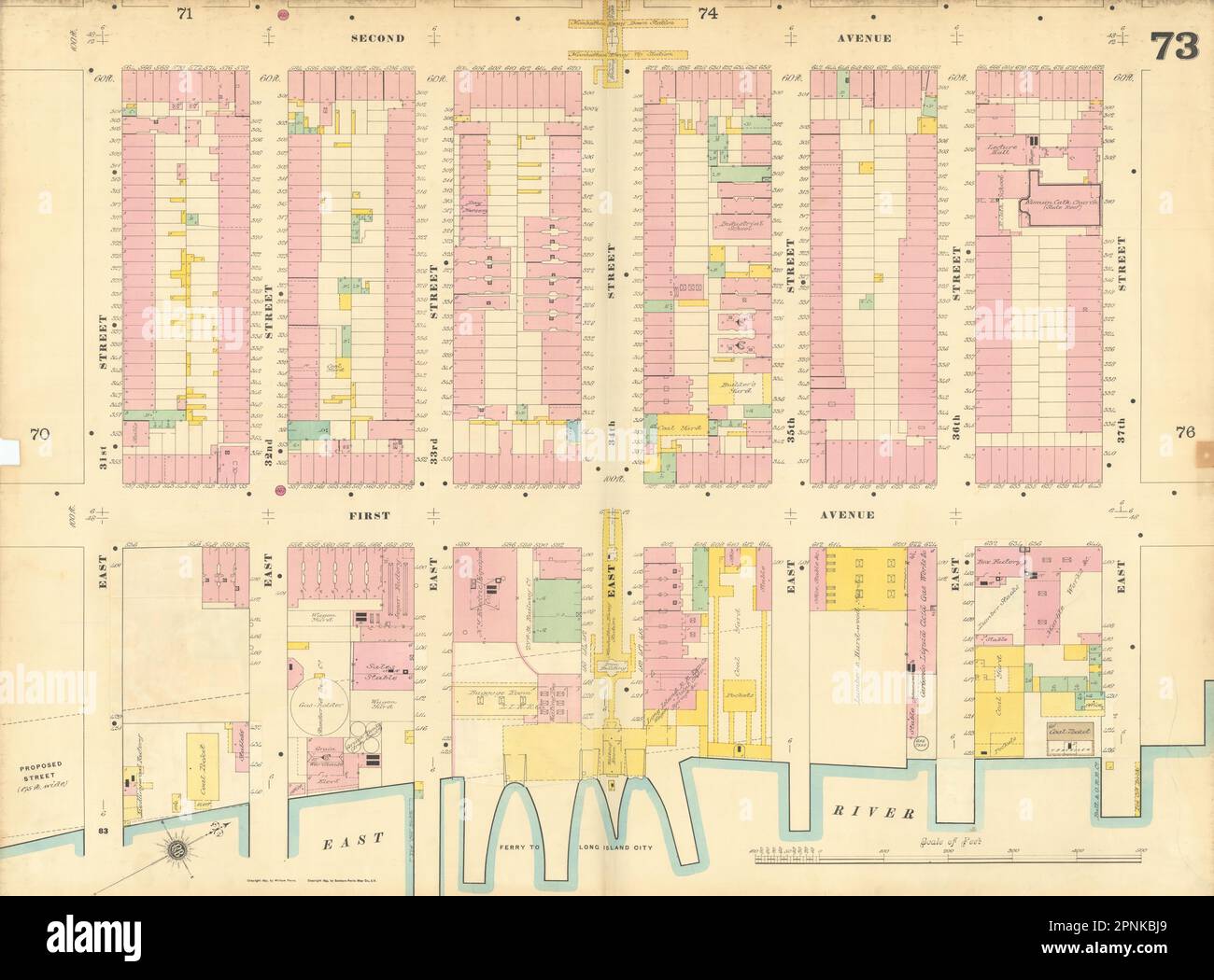 Sanborn NYC 73 Manhattan Midtown East Kips Bay Murray Hill 1899 old