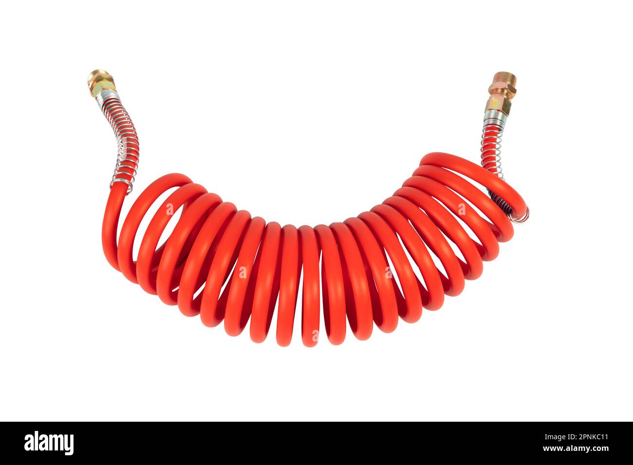 High pressure air pneumatic hose isolated on white background Stock Photo