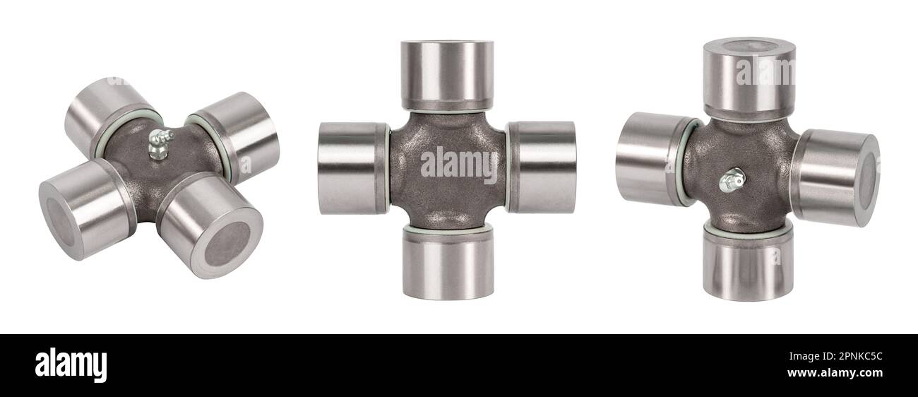 Universal joint bearing isolated on white background. Joint cross axel. Auto parts. Spare parts