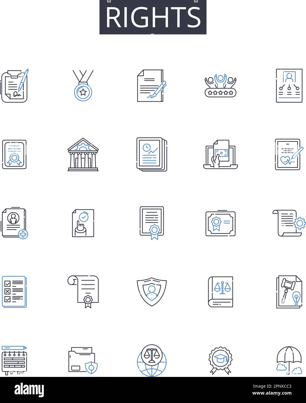 Rights line icons collection. Orbital, Transponder, Uplink, Downlink, Antenna, Radiation, Attitude vector and linear illustration. Radiofrequency Stock Vector