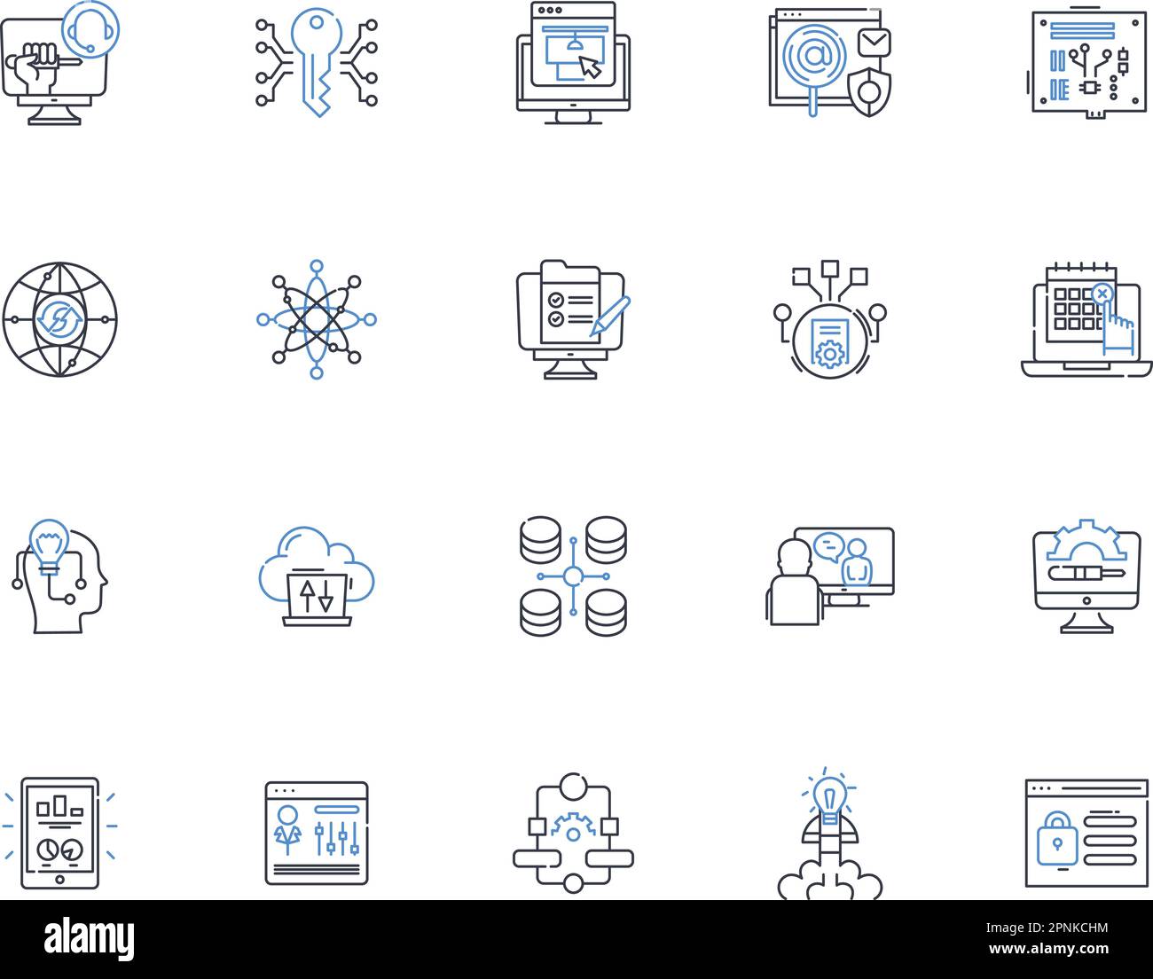 Threat management outline icons collection. Risk, Security