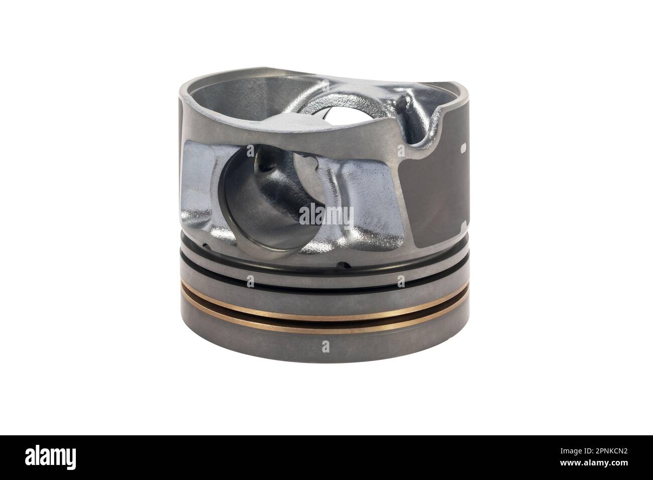 Closeup of spare new piston for a gasoline engine with on an isolated