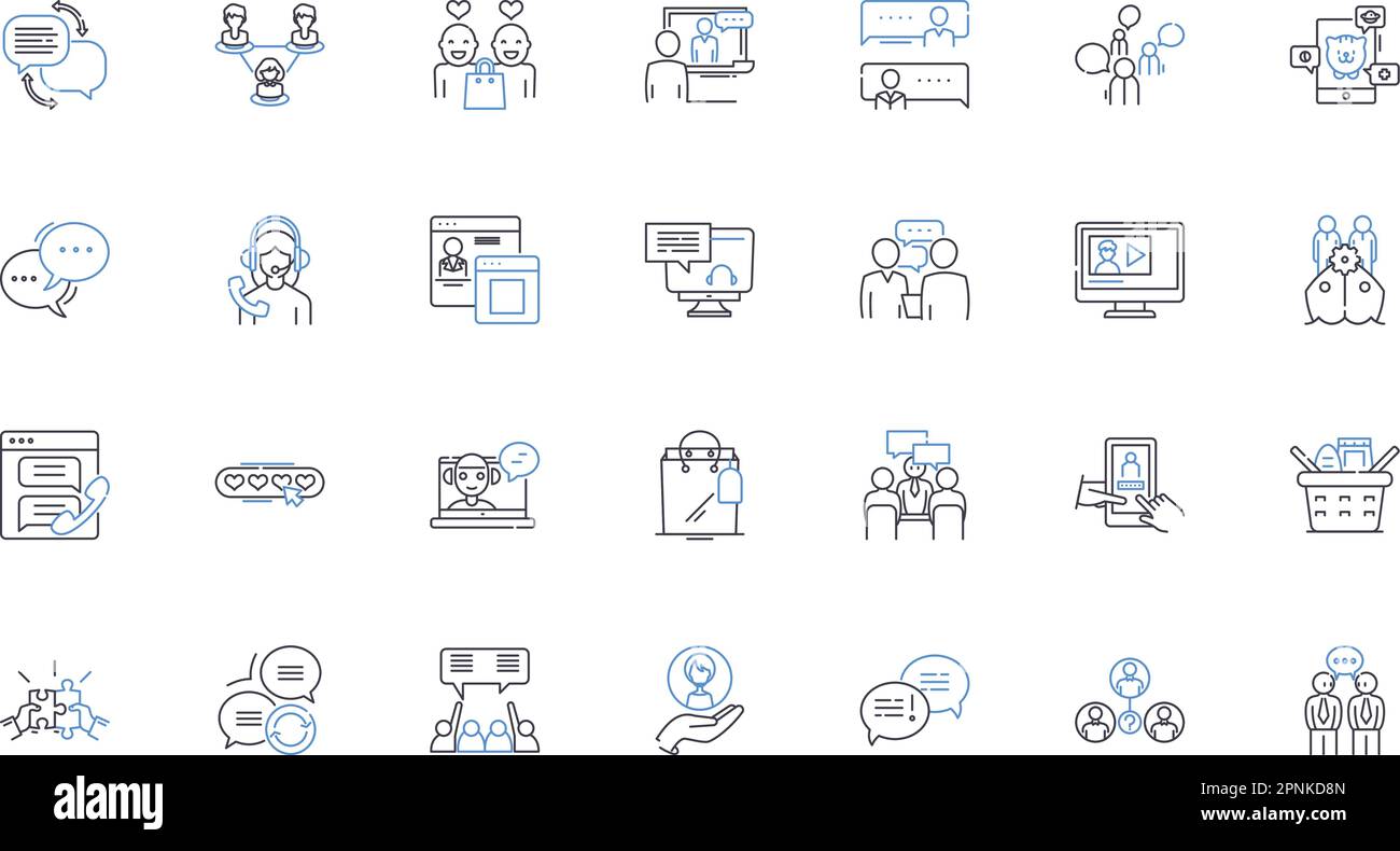 Member service line icons collection. Support, Assistance, Membership