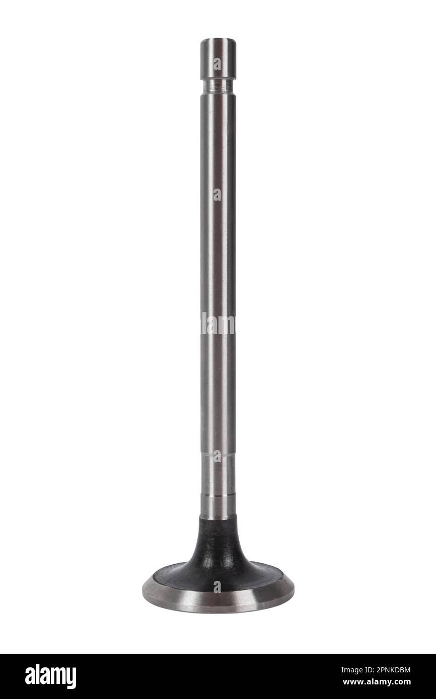 Engine valve isolated on white background. Valve of the engine metal on