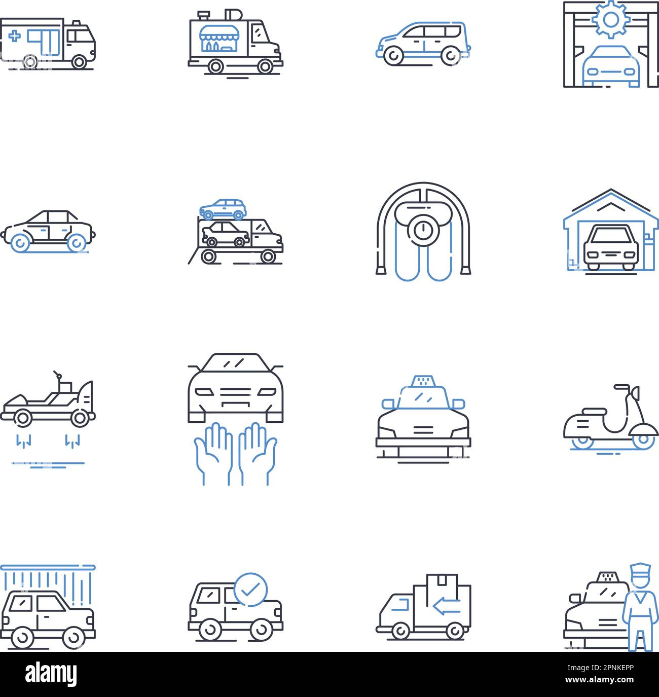Taxi line icons collection. Cab, Driver, Fare, Meter, Taxi stand, Ride, Transportation vector and linear illustration. Passenger,Hail,Taxi app outline Stock Vector