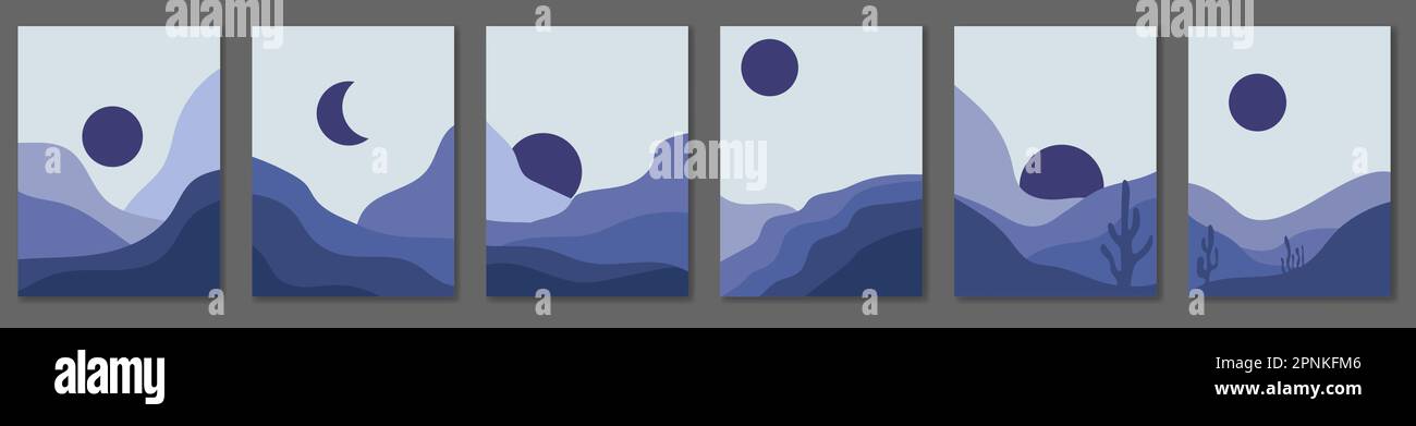 Abstract landscape background. Design for wall art home decoration, prints, digital and smart phone wallpaper, fabric Stock Vector