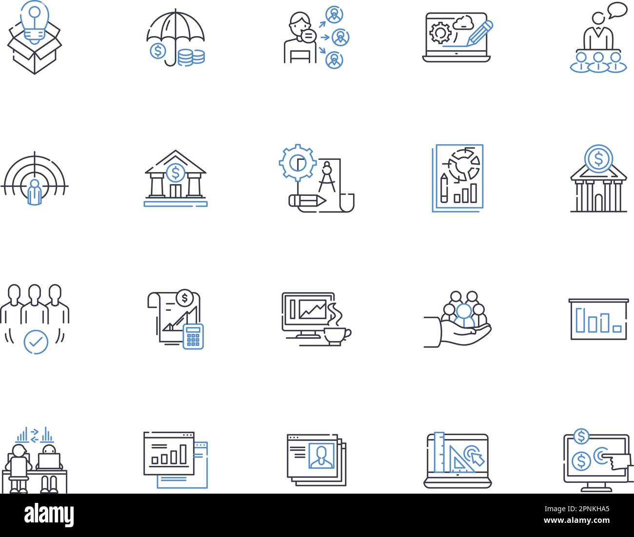 Risk management line icons collection. Mitigation, Assessment