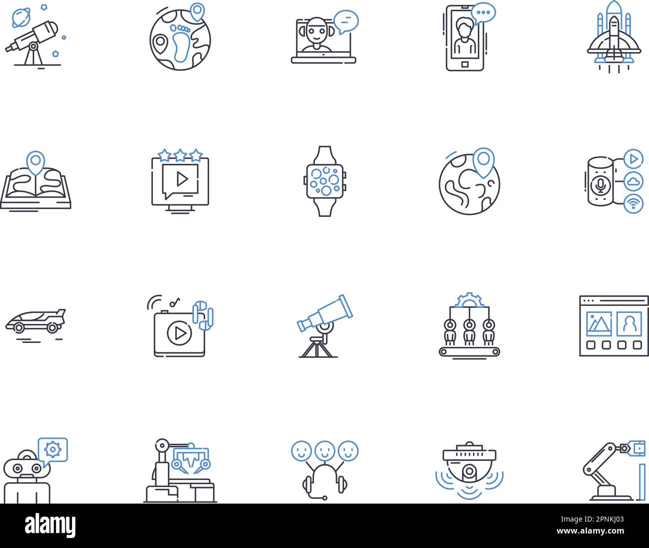 Futuristic Designs line icons collection. Sleek, Innovative, Chic, Advanced, Dynamic, Forward-thinking, Futuristic vector and linear illustration Stock Vector