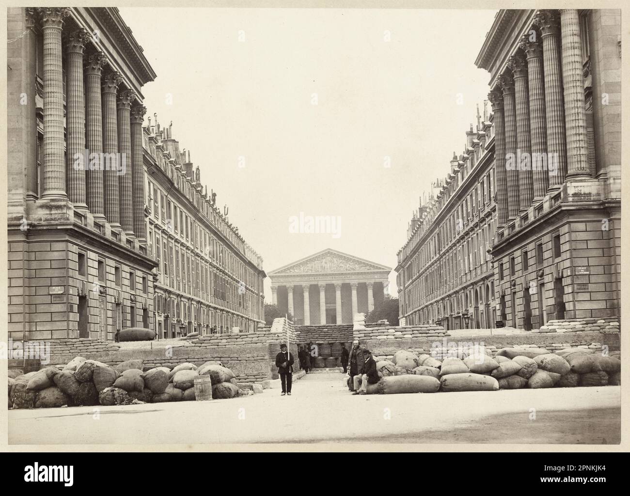 Barricades, Place de la Concorde, Paris, by Auguste Hippolyte Collard, 1871 Stock Photo