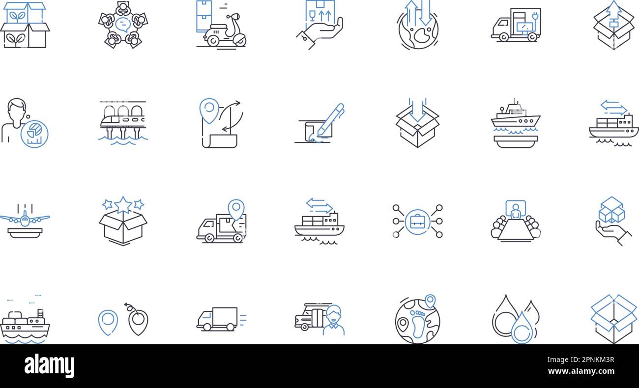 Warehouse operation line icons collection. Inventory, Shipping, Receiving, Picking, Packing, Logistics, Automation vector and linear illustration Stock Vector