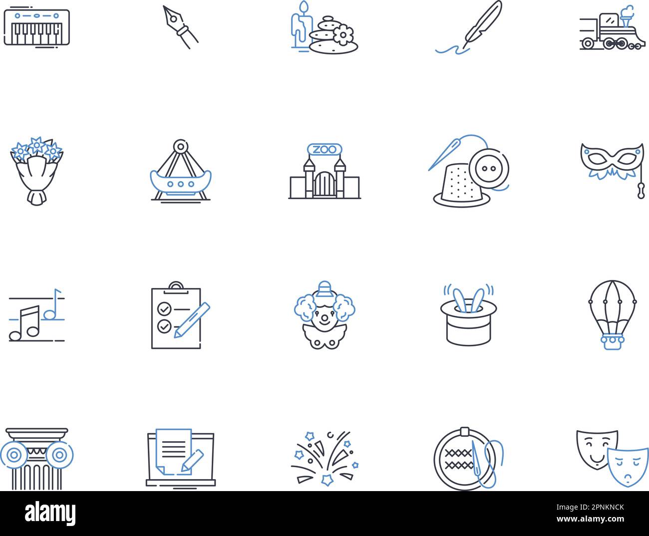 Literary arts line icons collection. Prose, Poetry, Fiction, Nonfiction, Symbolism, Metaphor, Simile vector and linear illustration. Imagery,Allegory Stock Vector