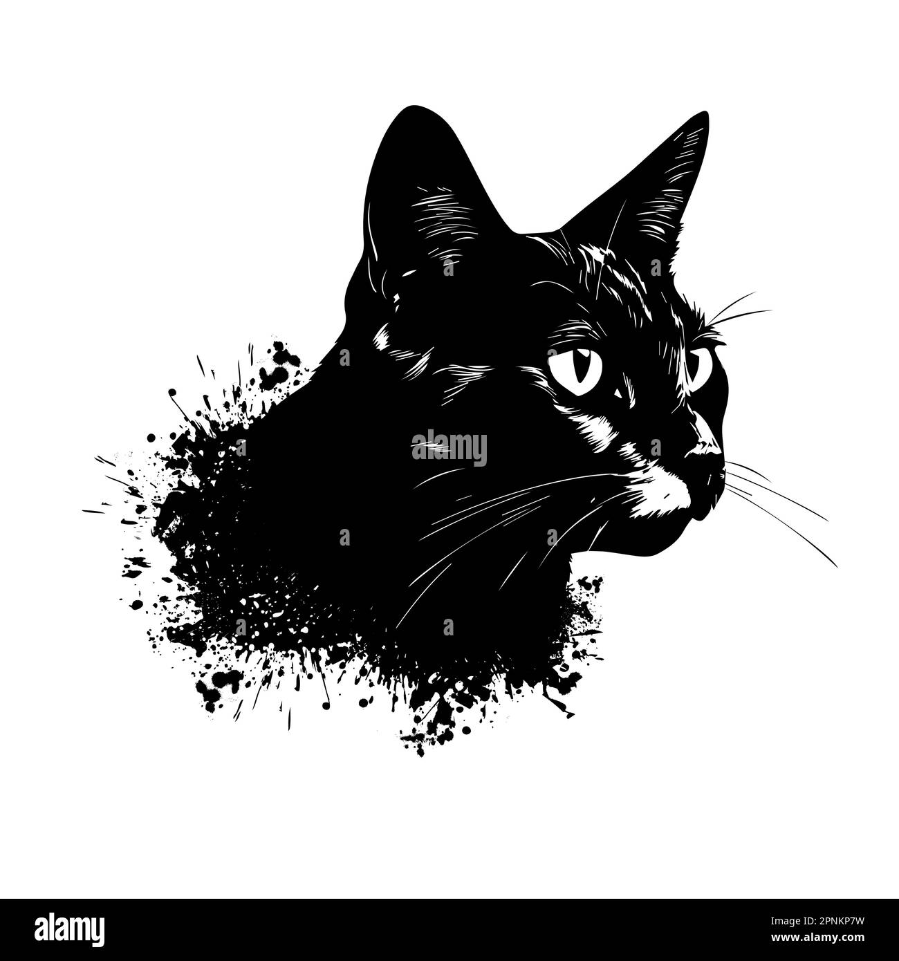 The head of a black cat with blots. Vector illustration Stock Vector ...