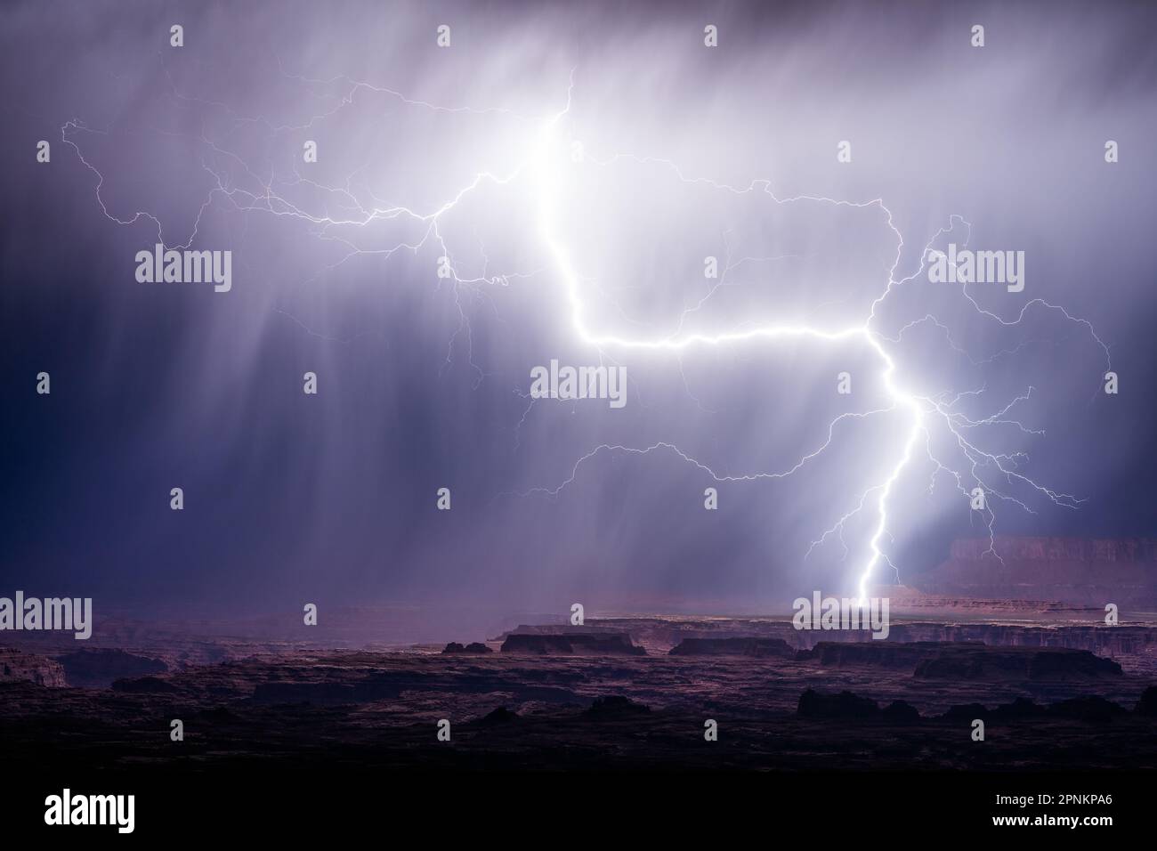 Massive lightning bolt from a monsoon storm in Canyonlands National