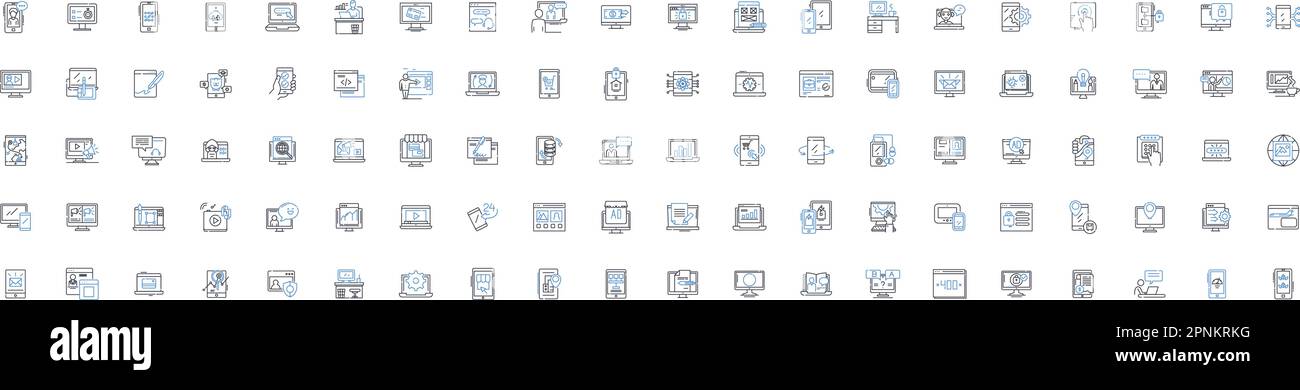 Digital ads line icons collection. Impression, Click-through ...