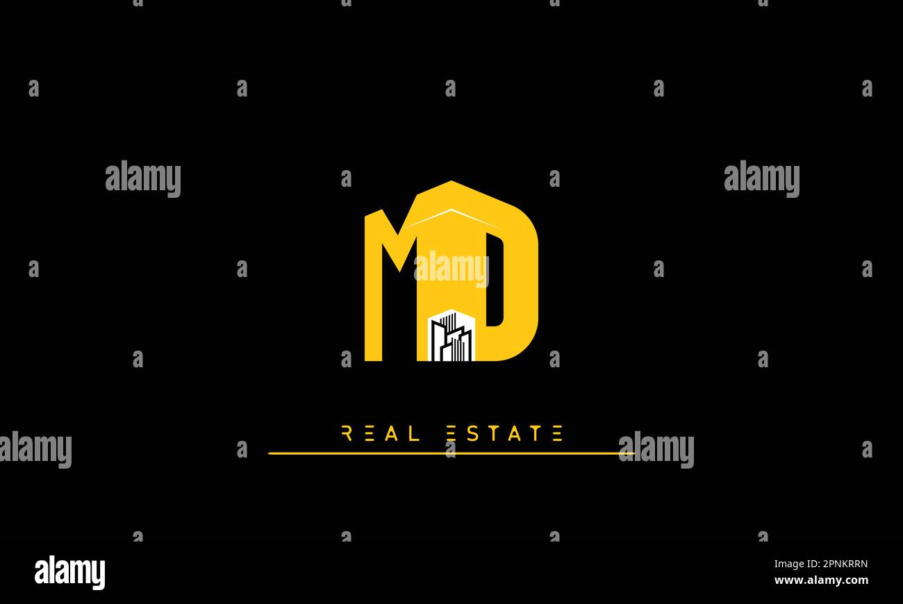 Real Estate letters Modern Creative logo MD , DM Stock Vector