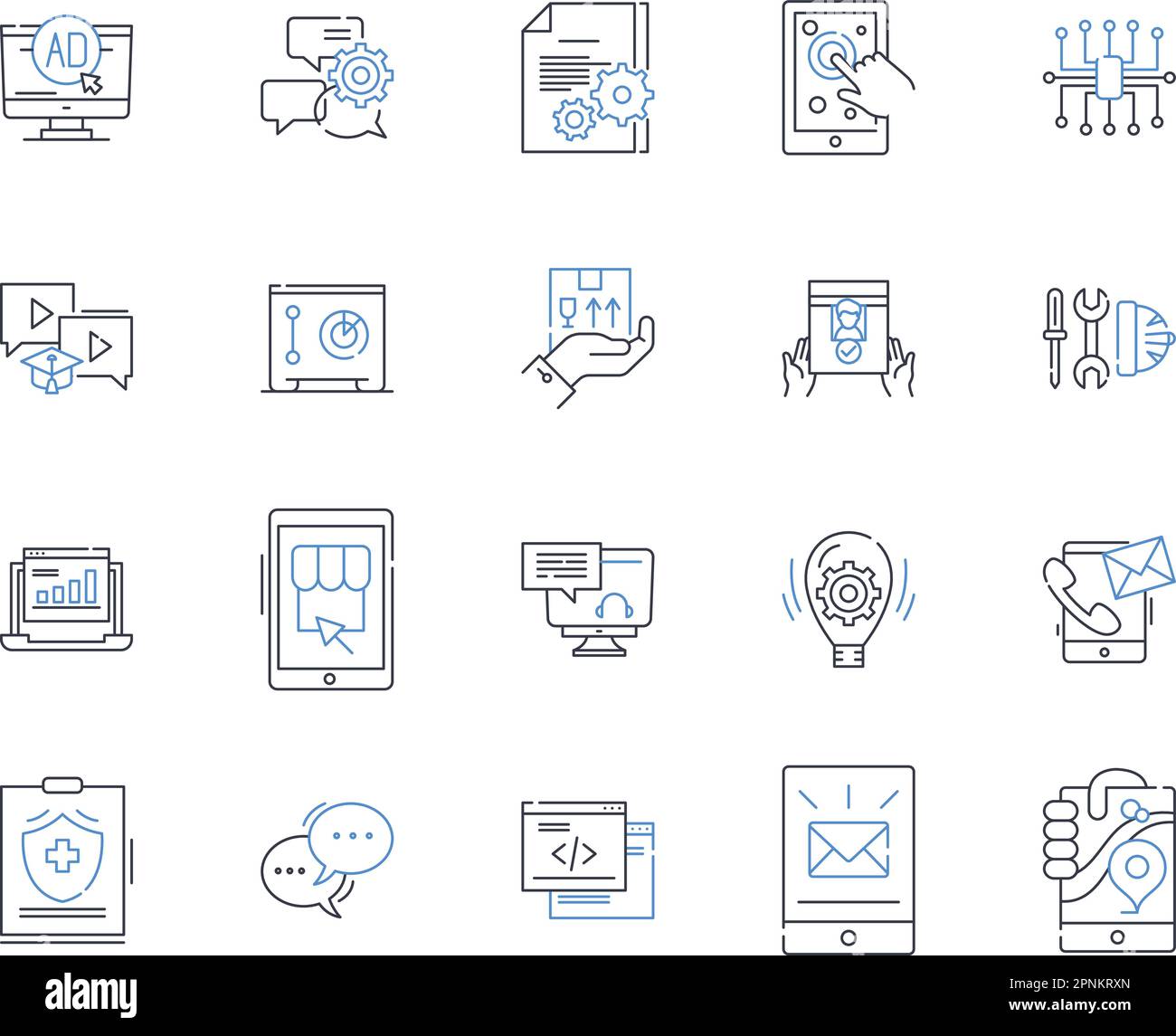 Virtual reality line icons collection. Immersion, Experience