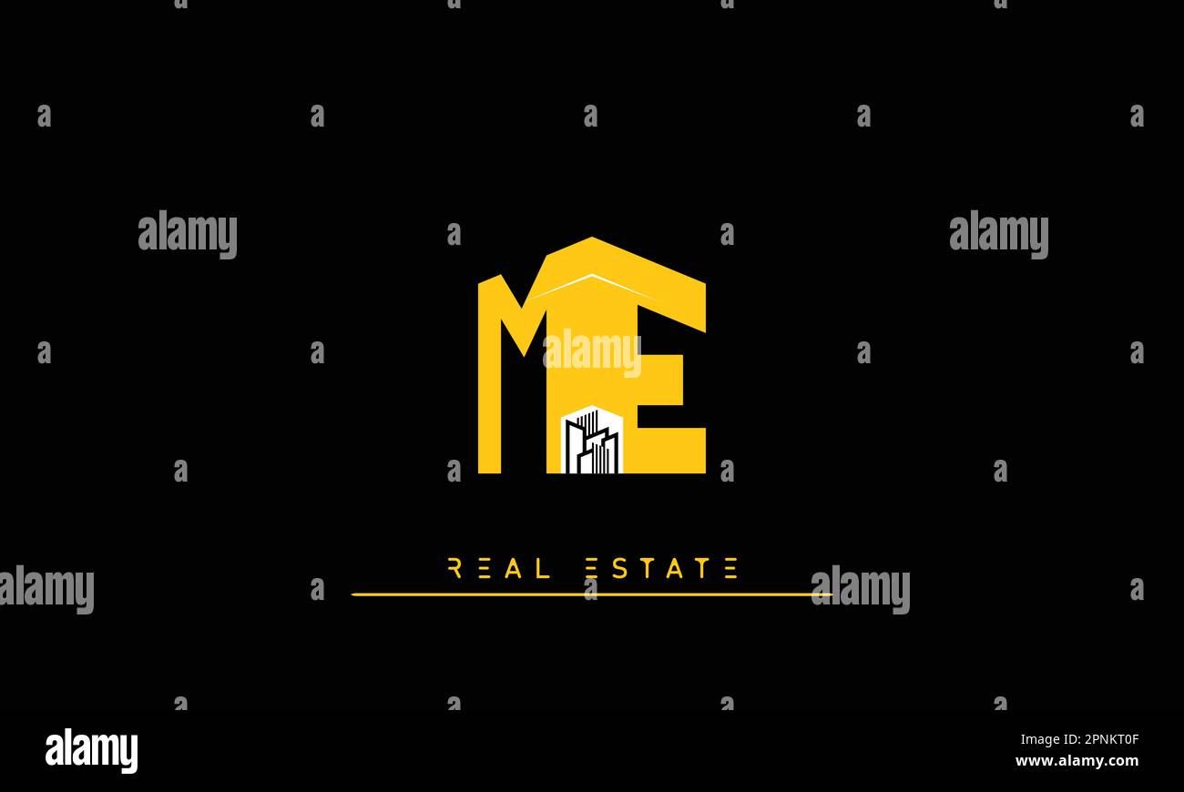 Real Estate letters Modern Creative logo ME , EM Stock Vector