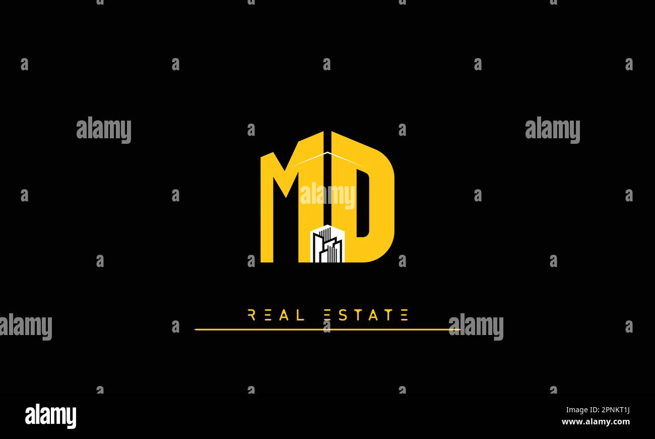 Real Estate letters Modern Creative logo MD , DM Stock Vector