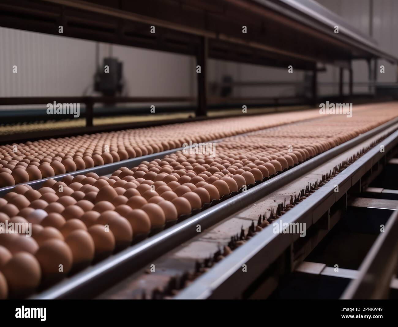 production. egg incubator and conveyor belt for subsequent packaging of