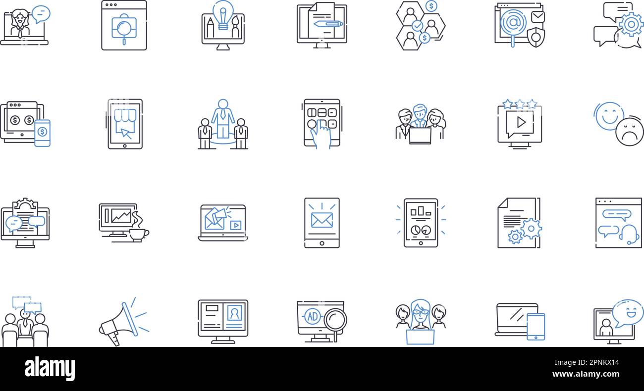 Mobile outreach line icons collection. Community, Engagement ...