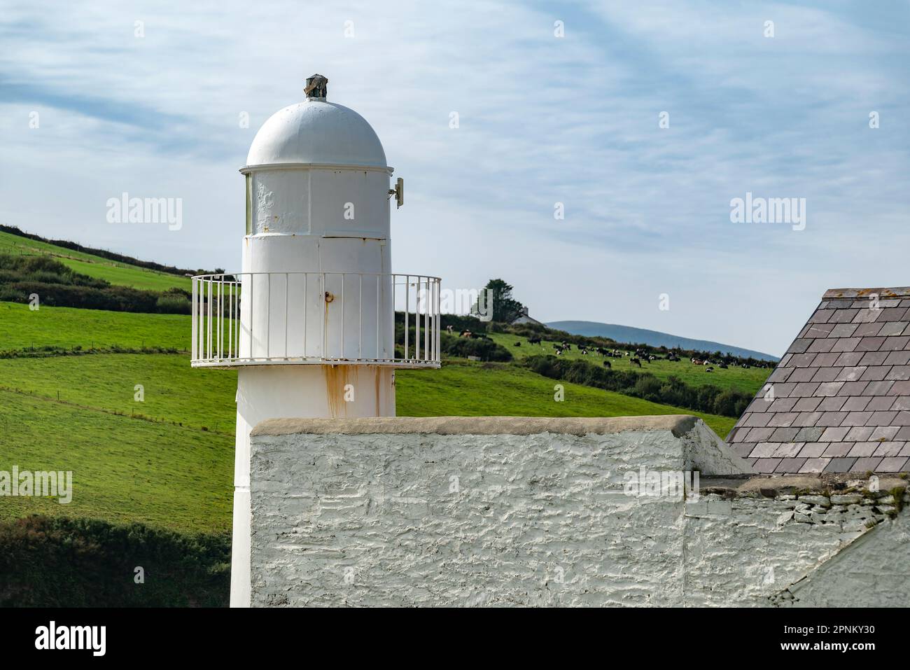 Close-up of the lantern room of Dingle lighthouse, Dingle Peninsula, County Kerry, Ireland Stock Photo