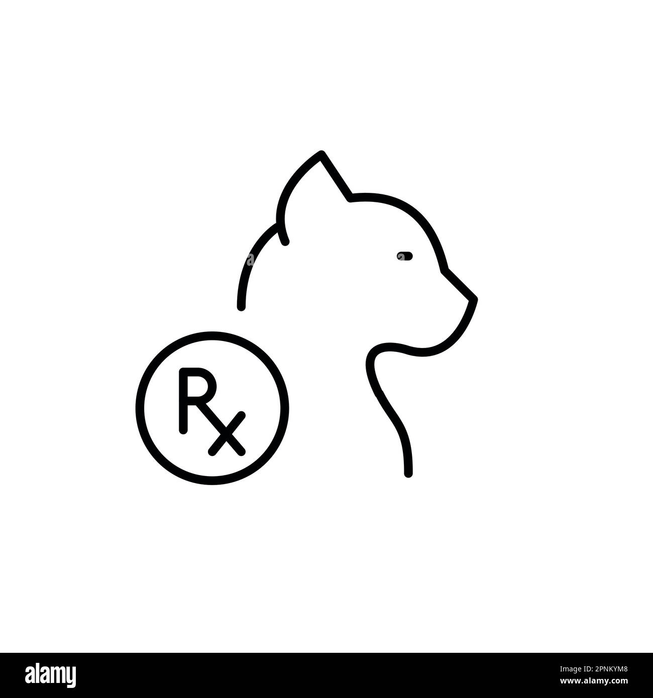 Cat and prescription drug symbol, veterinary healthcare. Pet pharmacy. Pixel perfect, editable stroke line icon Stock Vector