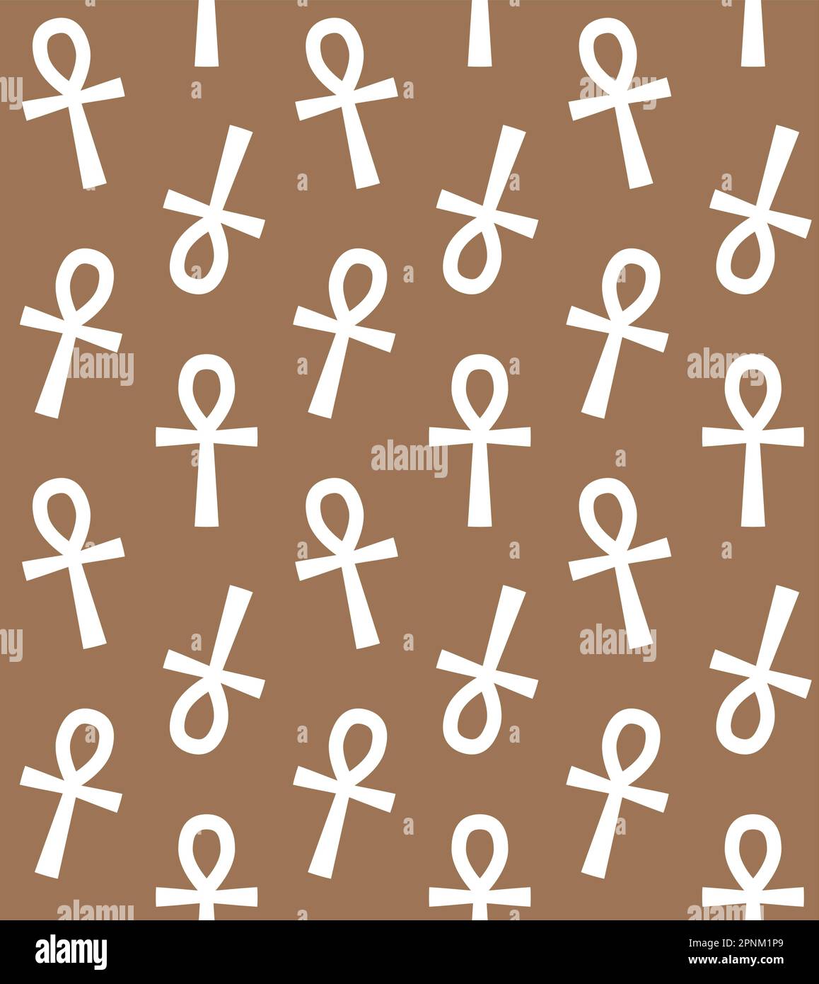 Vector seamless pattern of flat Egypt cross symbol isolated on brown ...