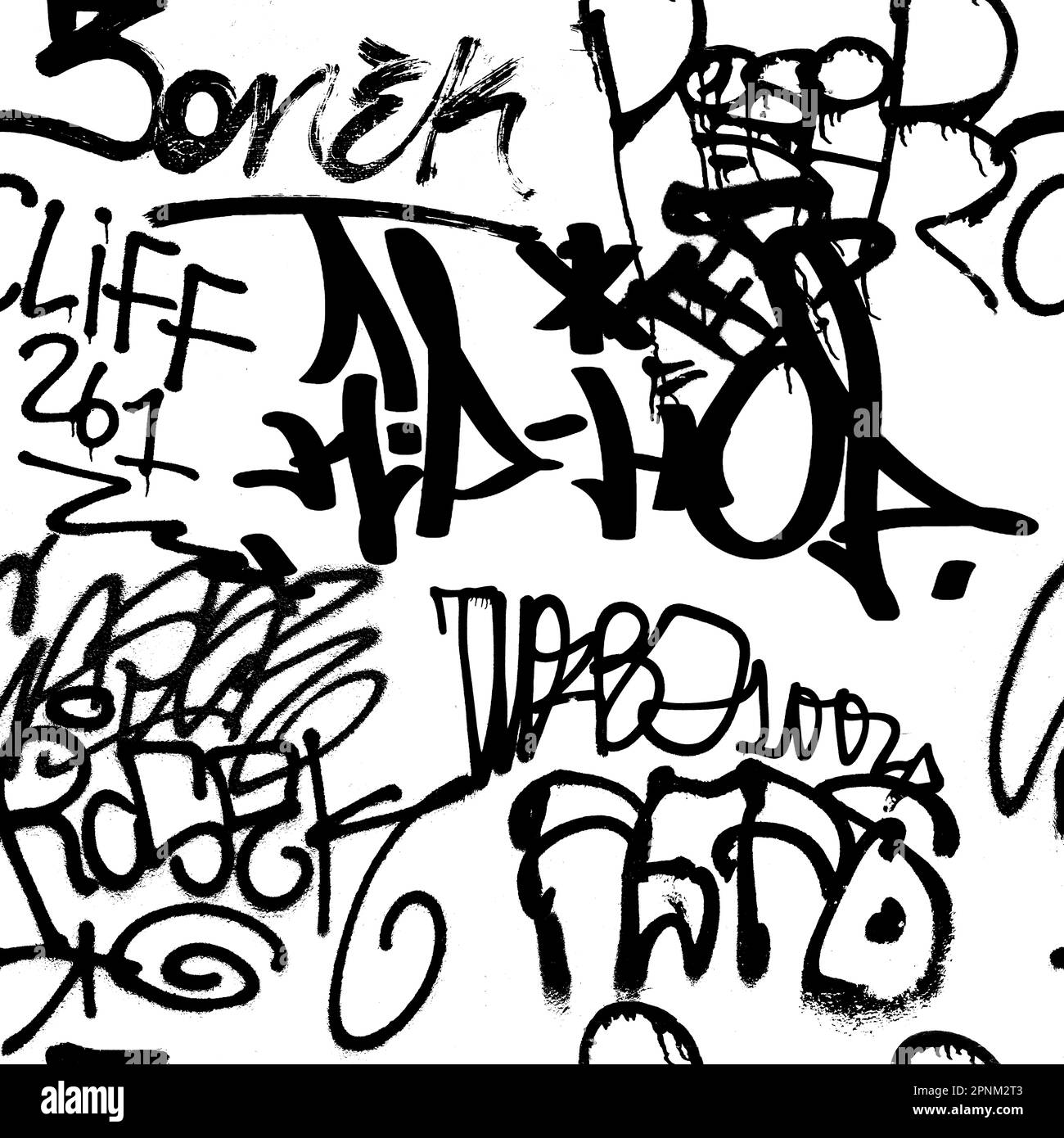 Seamless hand writing graffiti pattern, street art, painting. Stock Photo
