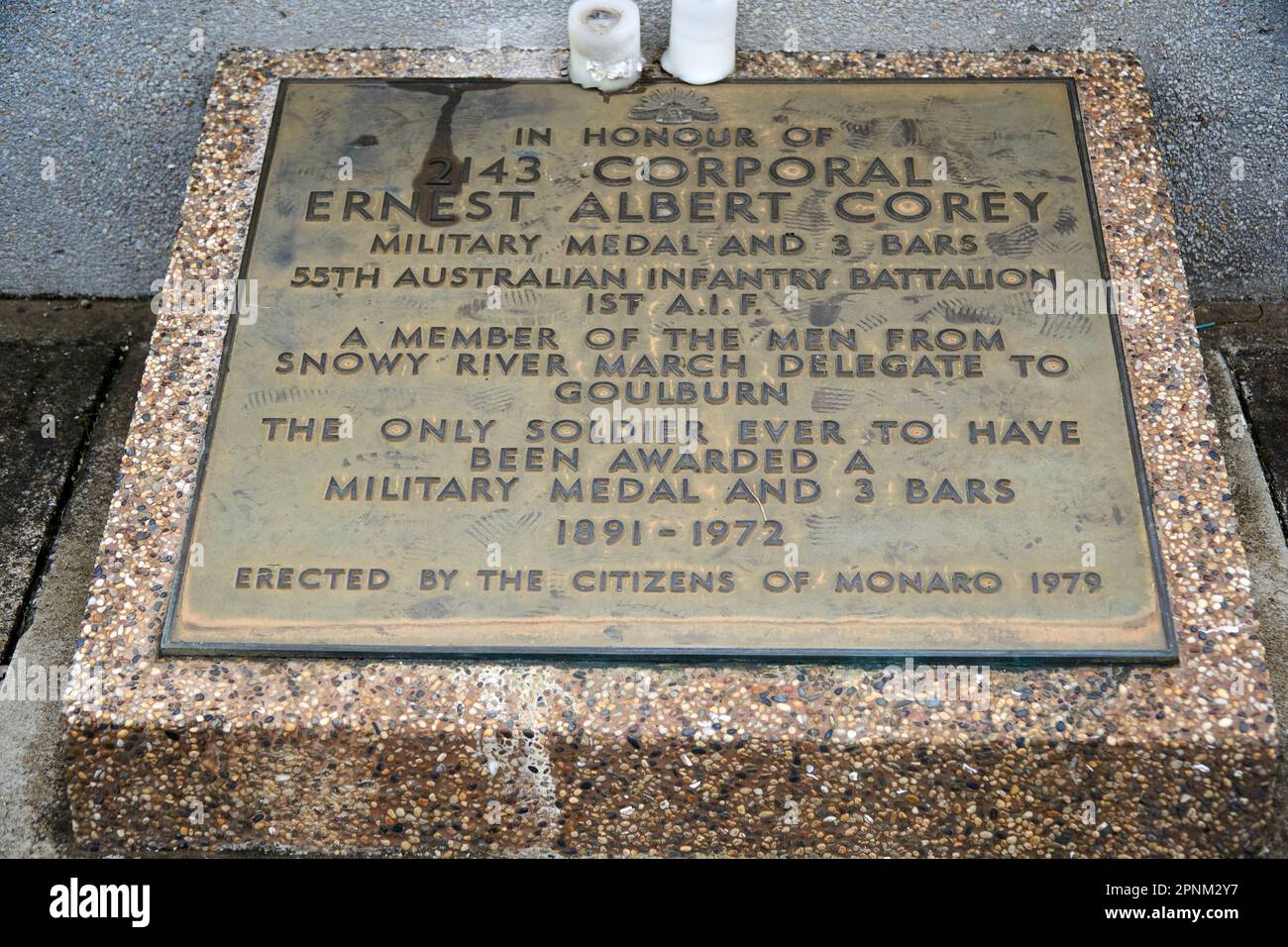 Cooma NSW Australia, The Corey Memorial a diorama depicting stretcher-bearers bringing in wounded soldiers under artillery fire at Mon St Quentin. Stock Photo