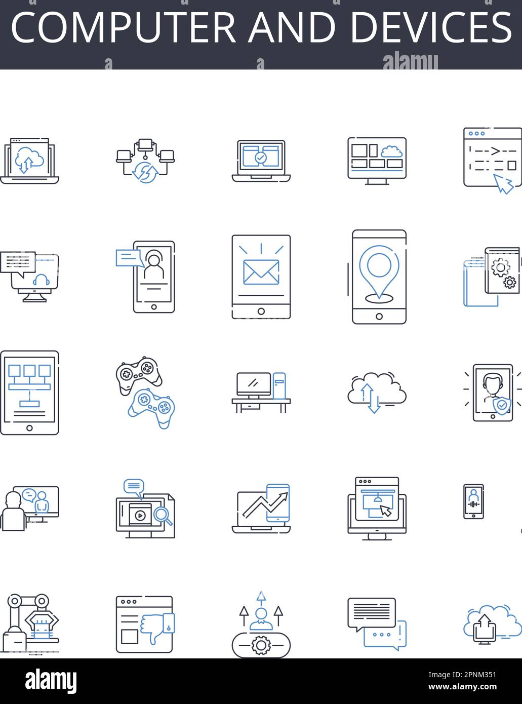 Computer and devices line icons collection. Dreaming, Levels ...