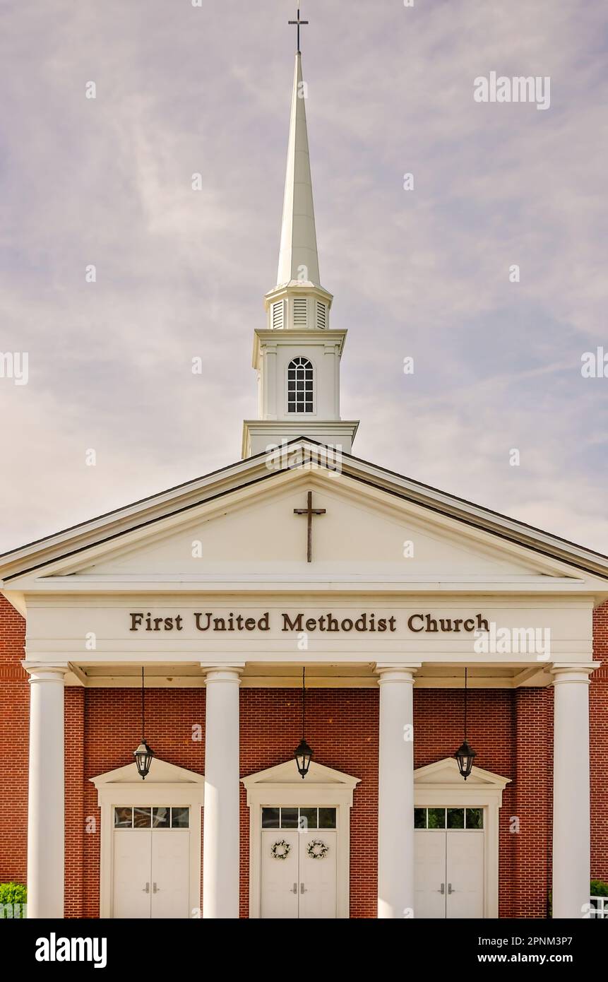 First United Methodist Church is pictured in Bay Minette, Alabama.cThe church voted to disaffiliate from UMC and join the Global Methodist Church Stock Photo image