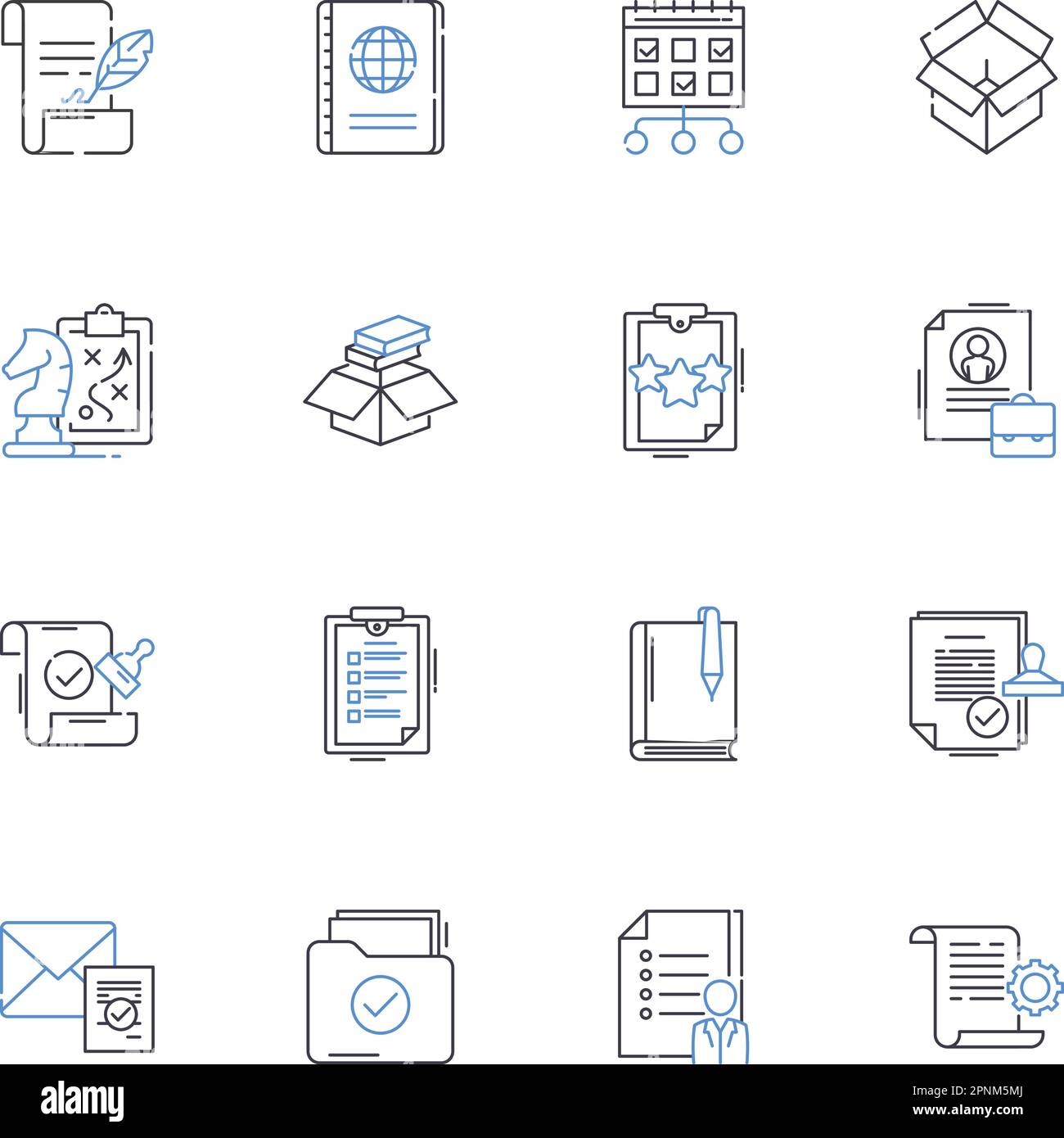 Document reproduction line icons collection. Photocopying, Scanning, Printing, Duplication, Replication, Cloning, Xeroxing vector and linear Stock Vector
