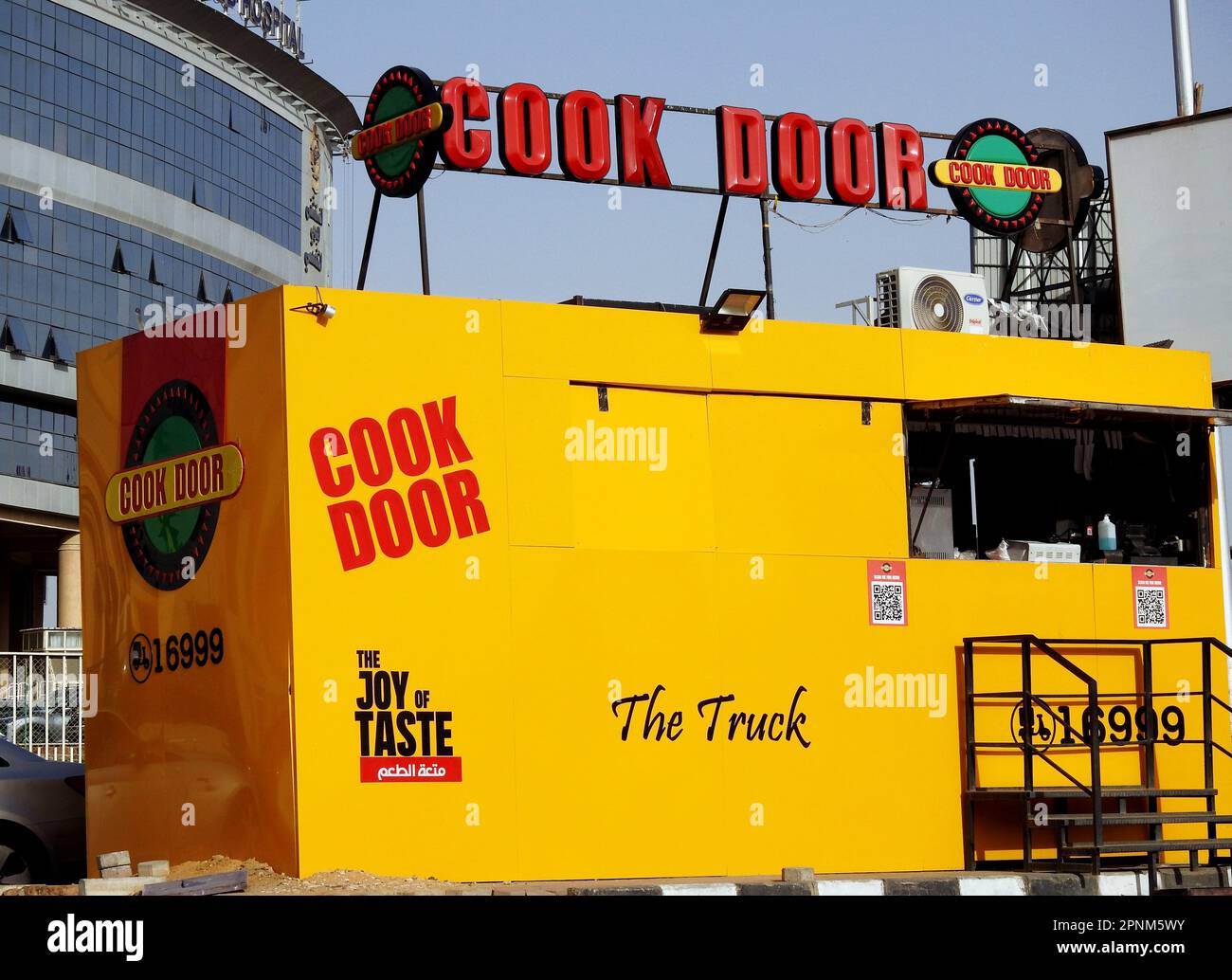 Cairo, Egypt, April 18 2023 Cook door street fast food truck, Cook