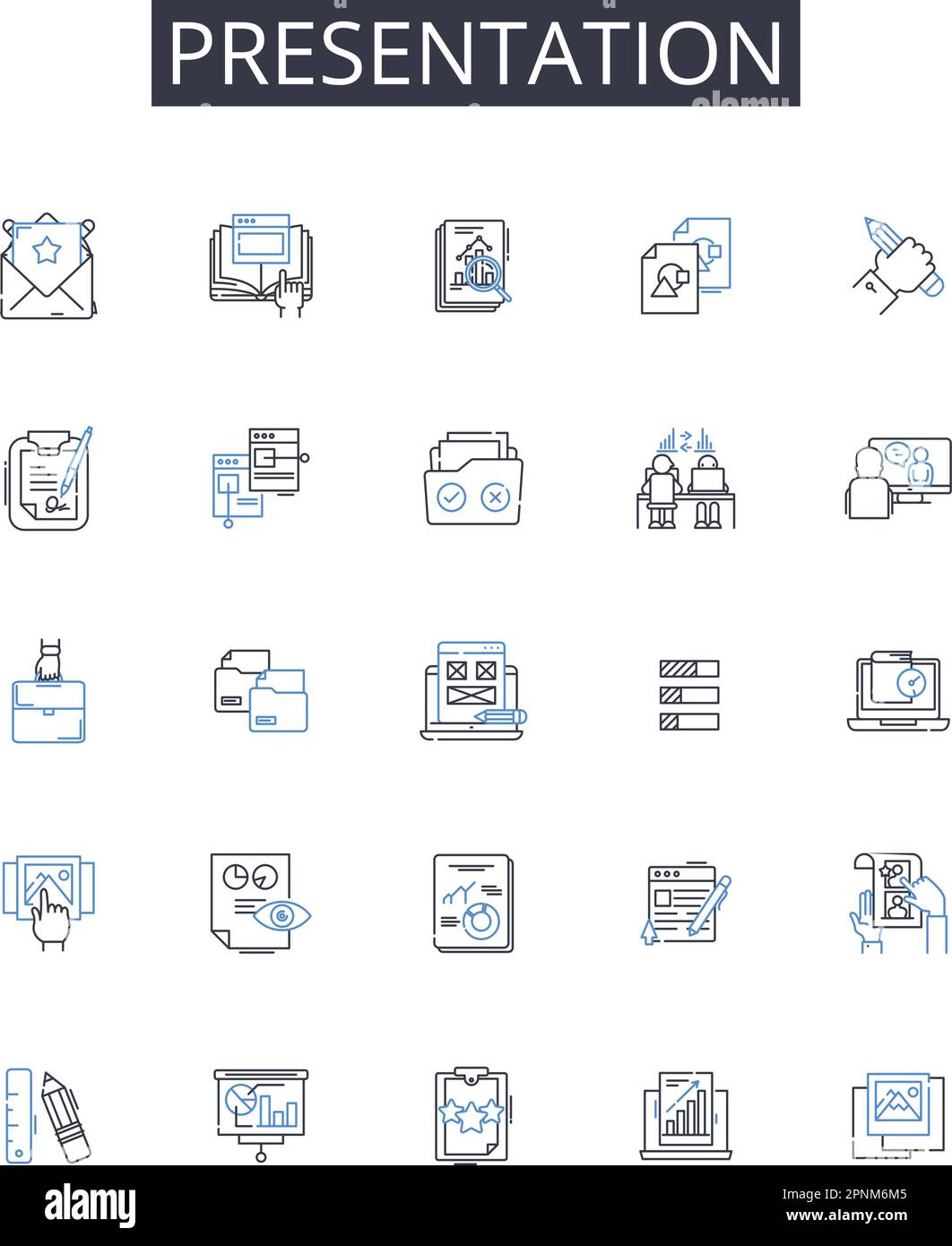 Presentation line icons collection. Performance, Demonstration, Show ...