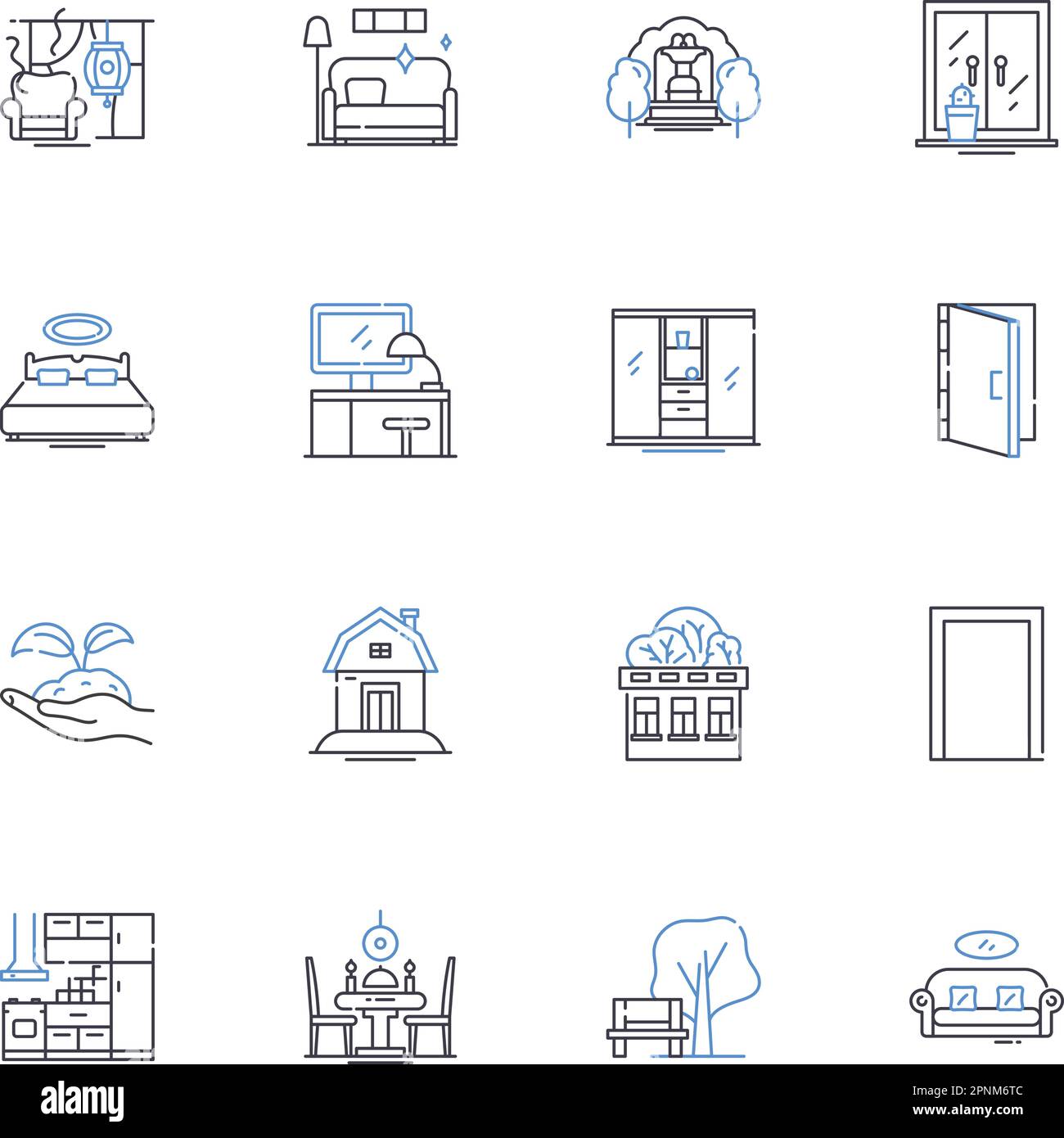 Comfy nest line icons collection. Cozy, Snug, Homey, Warm, Inviting, Soft, Relaxed vector and linear illustration. Comforting,Serene,Pleasant outline Stock Vector