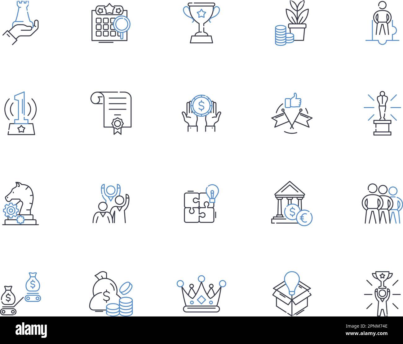 Commercial prosperity line icons collection. Wealth, Success ...