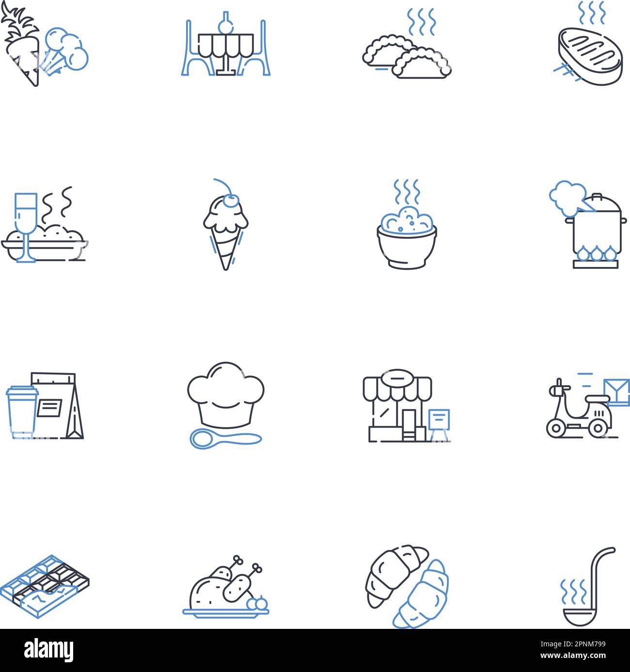 Groceries line icons collection. Produce, Dairy, Meat, Snacks ...