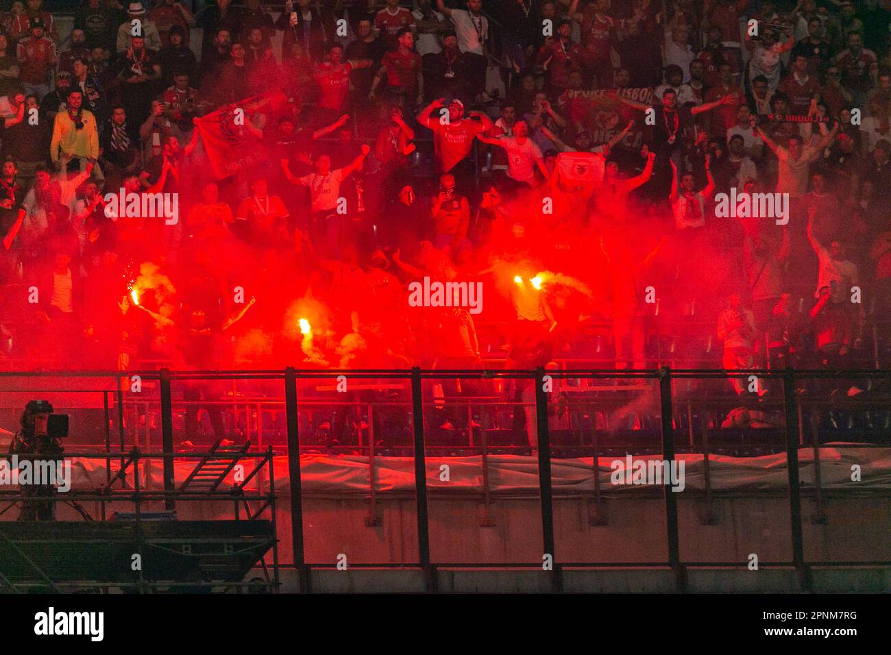 Milan, Italy - april 19 2023 Quarter final champions league - Inter-Benfica - fireworks supporters benfica in milan Credit: Kines Milano/Alamy Live News Stock Photo