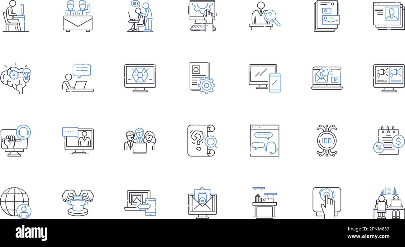 Industry summit line icons collection. Conferences, Nerking, Dialogues, Collaborations, Workshops, Interactions, Discussions vector and linear Stock Vector