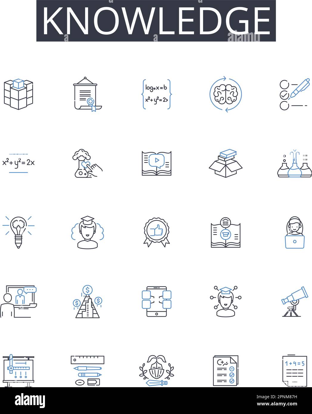 Knowledge line icons collection. Learning, Growth, Development ...
