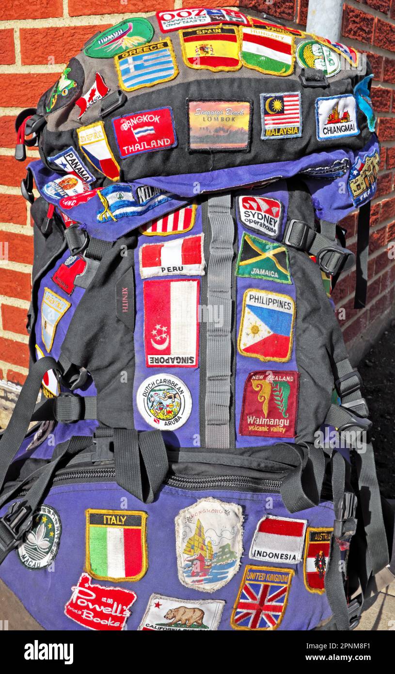 Destination patches on backpack hires stock photography and images Alamy
